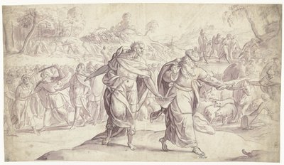 Jozua laat de vijf koningen van de Ammonieten terechtstellen (Historie van Jozua) door Frans Francken (I)