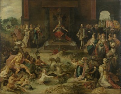 Allegorie op de abdicatie van keizer Karel V in Brussel 25 oktober 1555, 1642 door Frans Francken the Younger