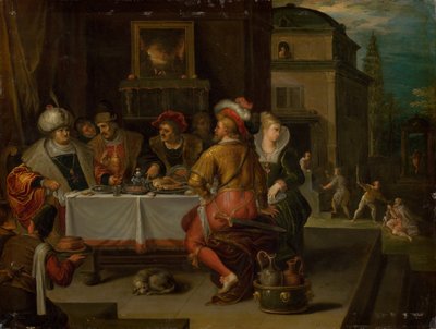 De gelijkenis van de rijke man en de bedelaar Lazarus door Frans Francken the Younger