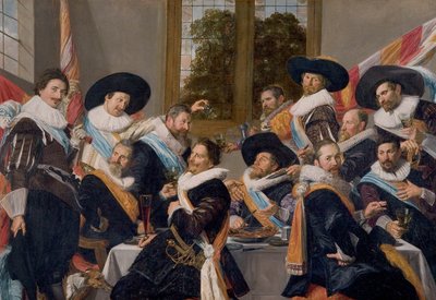 Banket van de officieren van de burgerwacht van Calivermen door Frans Hals