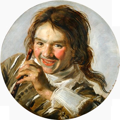 Borstbeeld van een Lachende Jongen met Fluit door Frans Hals
