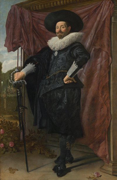 Dutch: Willem van Heythuysen Willem van Heythuysen posing with a sword door Frans Hals