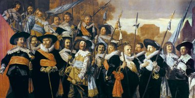 Groepsportret van officieren en onderofficieren van de Burgerwacht in Haarlem door Frans Hals