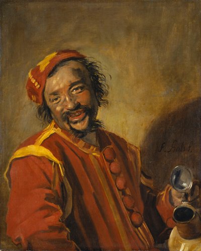 Lachende man met kruik, bekend als Peeckelhaeringh door Frans Hals