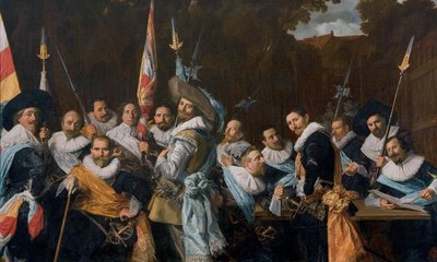 Vergadering van de officieren en sergeanten van de burgerwacht van Calivermen door Frans Hals
