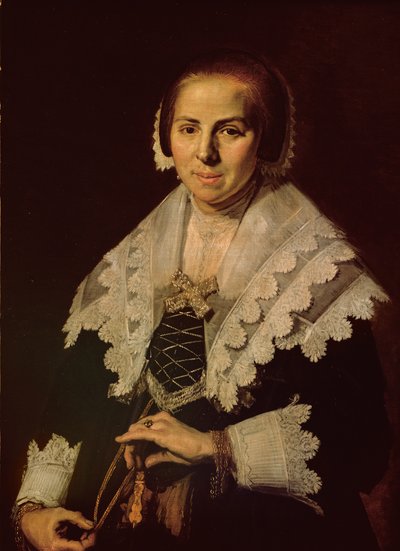 Portret van een Vrouw met een Waaier, 1640 door Frans Hals
