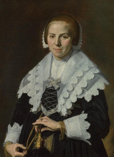 Portret van een Vrouw met een Waaier, ca. 1640 door Frans Hals