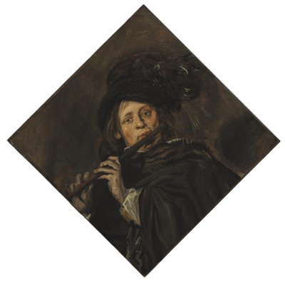 Jonge man die fluit speelt door Frans Hals