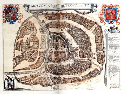 Kaart van Moskou, 1572 door Frans Hogenberg