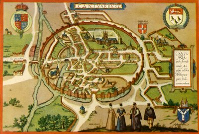Plan van Canterbury in de Zestiende Eeuw, 1943 door Frans Hogenberg