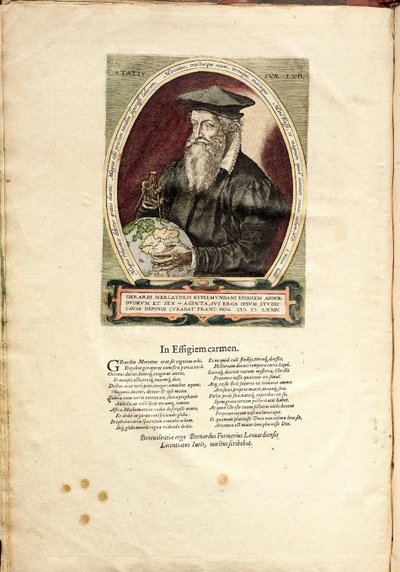 Portret van Gerardus Mercator 1512-1594 op 62-jarige leeftijd door Frans Hogenberg
