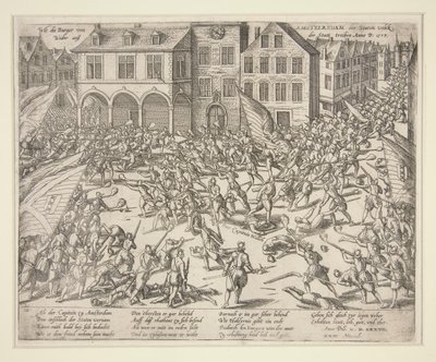 Hoe de burgers van Amsterdam de troepen uit de stad verdreven door Frans Hogenberg