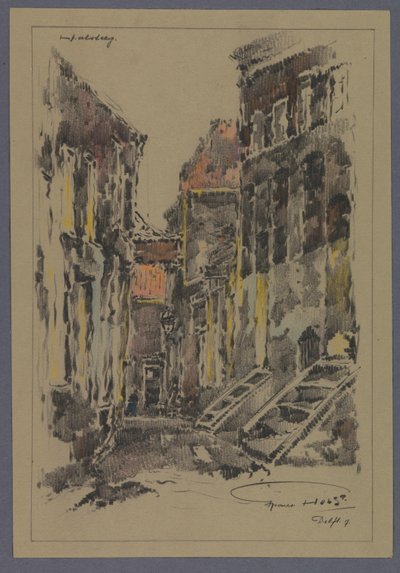 Halsteeg in Delft door Frans Holst (signed by artist)