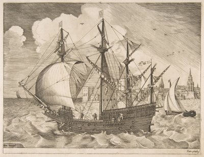Gewapende Viermaster die naar Zee Vertrekt uit De Zeilschepen door Frans Huys