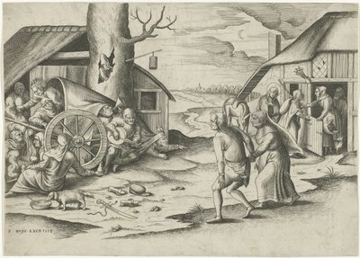 Maria en Jozef bij een herberg door Frans Huys