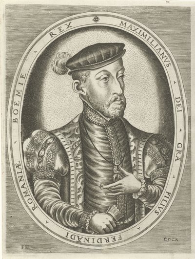Portret van keizer Maximiliaan II Portretten van koningen, koninginnen, prinsen en prinsessen door Frans Huys