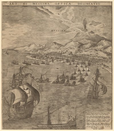 Zeeslag in de Straat van Messina door Frans Huys after Pieter Bruegel the Elder