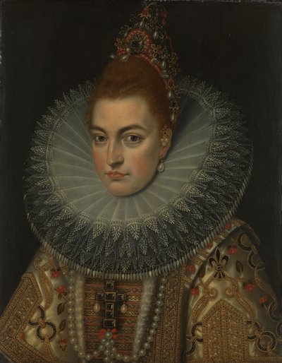 Portret van aartshertogin Isabella Clara Eugenia (1566-1633), Infanta van Spanje door Frans II (studio of) Pourbus