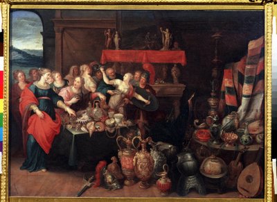 Achilles herkend door Odysseus tussen de dochters van koning Lycomedes door Frans II Francken