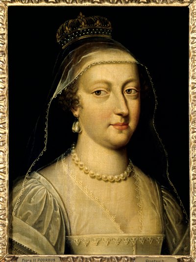 Portret van Anna van Oostenrijk (1601-1666), koningin van Frankrijk. Schilderij door Frans Pourbus de Jongere (Francois (Franz) Porbus) door Frans II Pourbus