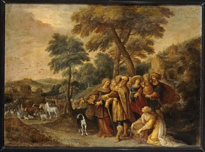 Noach gaat in de ark ... (schilderij op doek) door Frans II the Younger Francken