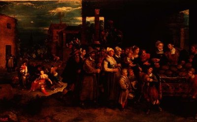 De zeven werken van barmhartigheid, ca. 1617 door Frans II the Younger Francken