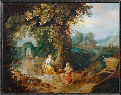 Vertumne et Pomone - Vertumnus en Pomona ... door Frans II the Younger Francken