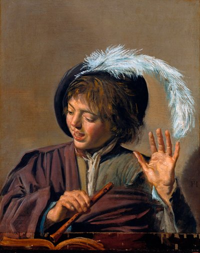 Zingende jongen met fluit, ca. 1623 door Frans I Hals