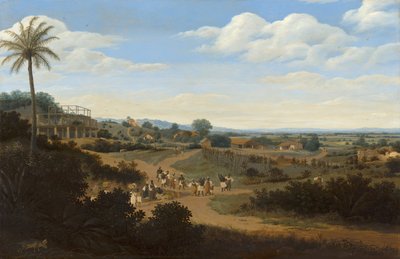 Braziliaans landschap met een huis in aanbouw, ca. 1655-60 door Frans Jansz Post