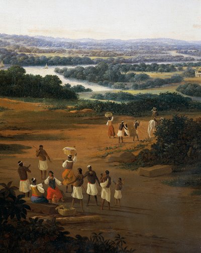 Dorp Serinhaem in Brazilië of Het huis van een suikerrietplanter in Brazilië door Frans Post