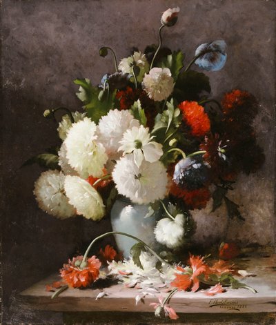 Pioenen op een Stenen Richel door Frans Mortelmans
