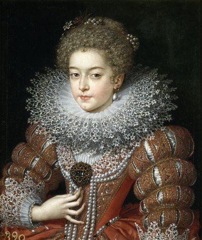 Portret van Koningin Elisabeth van Frankrijk, Koningin-gemalin van Spanje door Frans Pourbus the Younger
