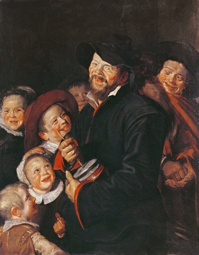 Man Vermaakt Kinderen met een Rummel door Frans School of Hals