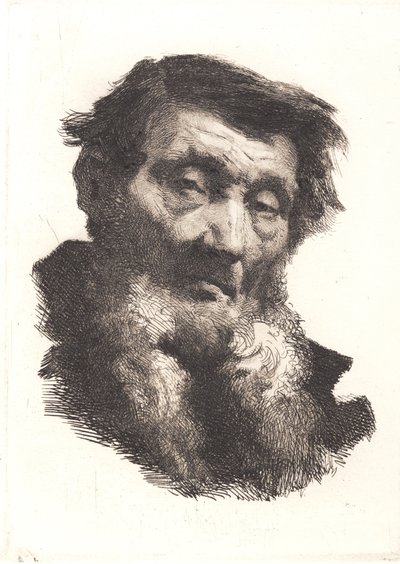 Oude Man met Gespleten Grijze Baard door Frans Schwartz