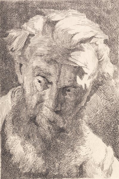 Oude man met baard die opzij kijkt door Frans Schwartz