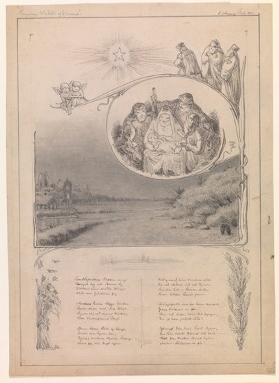 Kersttekening voor "Ude og hjemme" door Frans Schwartz