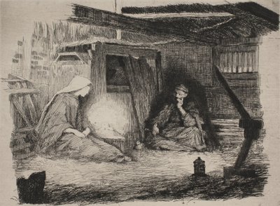 Maria, het Christuskind en Jozef op kerstochtend door Frans Schwartz