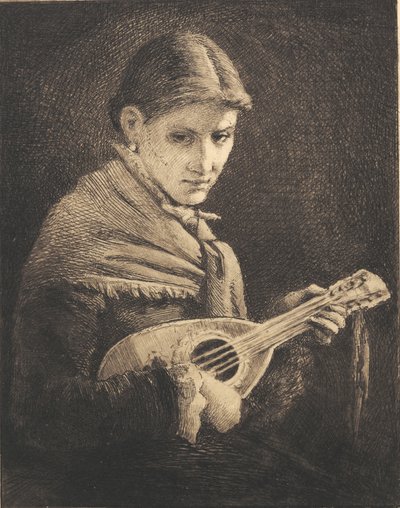 Jong meisje met mandoline door Frans Schwartz
