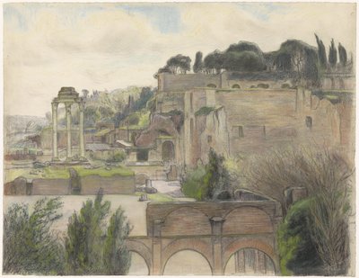 Gezicht op het Forum Romanum en de Palatijn, gezien vanaf de Via Capitolina door Frans Alexander Evert Lodewijk Smissaert
