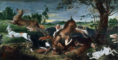 Jacht op herten door Frans Snyders