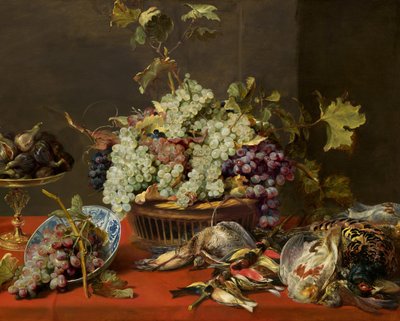 Stilleven met druiven en wild door Frans Snyders