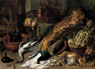 Stilleven met een wijnkoeler door Frans Snyders