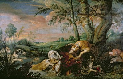 Een zwijnenjacht door Frans Snyders or Snijders