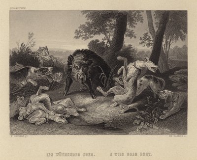Een wilde zwijnenjacht door Frans Snyders or Snijders