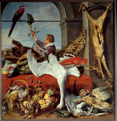 Interieur van kantoren Stilleven van wild, groenten. schilderij door Franz Snyders (1579-1657) 17e eeuw door Frans Snyders or Snijders