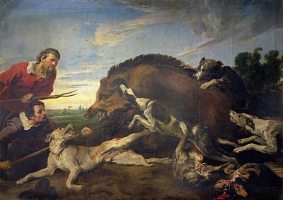 De wilde zwijnenjacht, ca. 1640 door Frans Snyders or Snijders