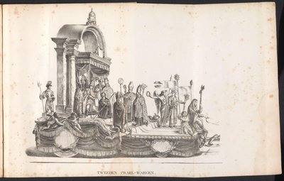 Tweede praalwagen in de optocht voor de Heilige Rombout, 1825 door Frans Vervloet