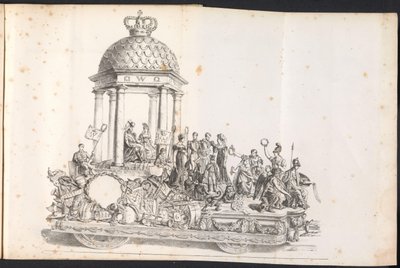 Vijfde praalwagen in de optocht voor de Heilige Rombout, 1825 door Frans Vervloet