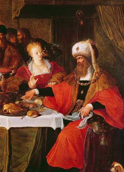 Herodes en Herodias op het feest van Herodes (detail) door Frans the Elder Francken