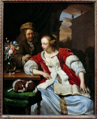 Het onderbroken lied (portretten van de kunstenaar en zijn vrouw) door Frans van Mieris